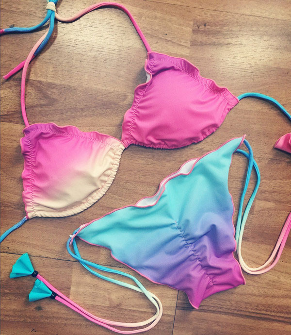 Rainbow Gradient Sexy Bikini Set Swimsuit Beach Bathing Suits on Luulla